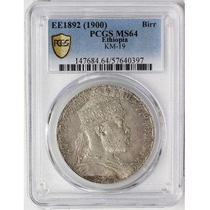 Ethiopia, Menelik II, Birr 1900