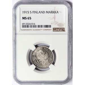Finland, Russian Occupation, Nicholas II, 1 Markka 1915, S