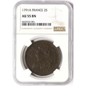 France, Louis XVI, 2 Sols 1791, A Paris