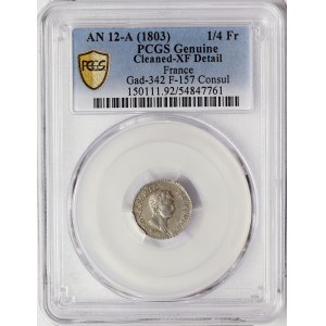 France, Napoleon I First Console, 1/4 Franc 1803, A Paris