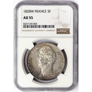 France, Charles X, 5 Francs 1828, W Lille