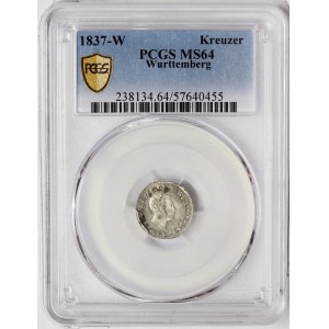 Germany, Württemberg, Wilhelm I, 1 Kreuzer 1837, W Stuttgart