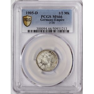 German Empire, Wilhelm II, 1/2 Mark 1905, D Munich