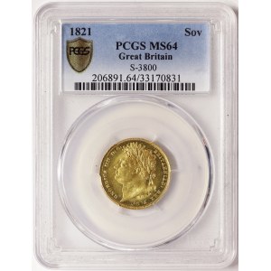 Great Britain, George IV, Sovereign 1821, London