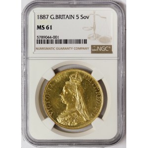 Great Britain, Victoria, 5 Sovereign 1887, London