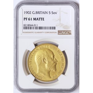 Great Britain, Edward VII, 5 Sovereign 1902, London