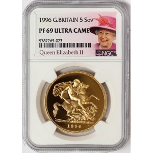 Great Britain, Elizabeth II, 5 Sovereign 1996, London