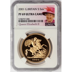 Great Britain, Elizabeth II, 5 Sovereign 2001, London