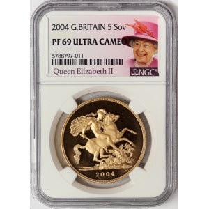 Great Britain, Elizabeth II, 5 Sovereign 2004, London