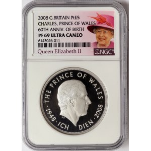 Great Britain, Elizabeth II, 5 Pounds (Platinum Piedfort) 2008, London