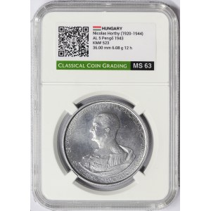 Hungary, 5 Pengo 1943, Budapest