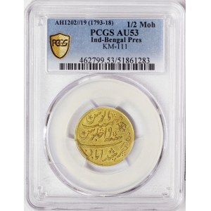 India, Bengal Presidency, 1/2 Mohur 1793-18