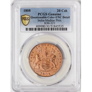 India, Madras Presidency, 20 Cash 1808
