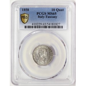 Florence, Tuscany, Leopoldo II, 10 Quattrini 1858