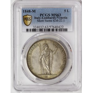 Milan, Provisional Government, 5 Lire 1848