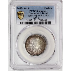 Naples, Carlo II, Carlino 1689, AGA