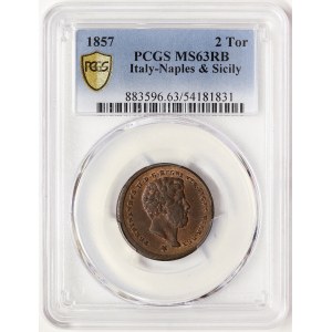 Naples, Ferdinando II of Borbone, 2 Tornesi 1857