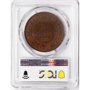 Papal State, Roman Republic, 3 Baiocchi 1849