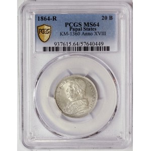 Papal State, Pio IX, 20 Baiocchi 1864