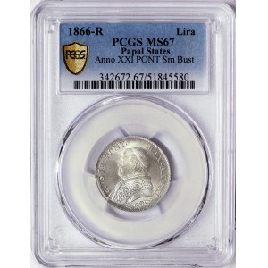 Papal State, Pio IX, 1 Lira 1866