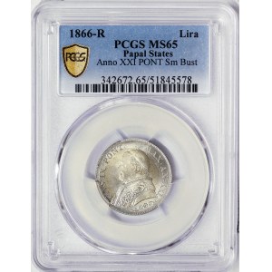 Papal State, Pio IX, 1 Lira 1866