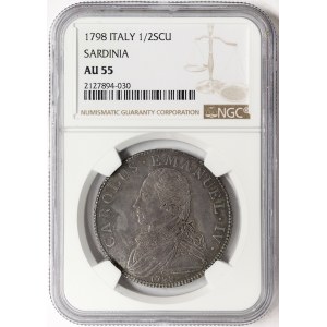 Kingdom of Sardinia, Carlo Emanuele IV, 1/2 Scudo 1798, Turin