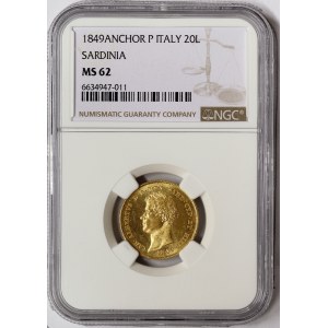 Kingdom of Sardinia, Carlo Alberto, 20 Lire 1849, Genoa