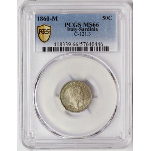 Kingdom of Sardinia, Vittorio Emanuele II, 50 Centesimi 1860, Milan