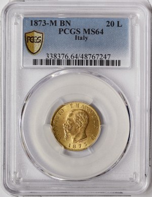 Königreich Italien, Vittorio Emanuele II, 20 Lire 1873, Mailand