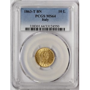 Kingdom of Italy, Vittorio Emanuele II, 10 Lire 1863, Turin