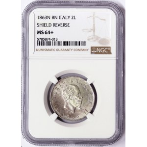 Kingdom of Italy, Vittorio Emanuele II, 2 Lire 1863, Naples
