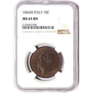 Kingdom of Italy, Vittorio Emanuele II, 10 Centesimi 1866, Milan
