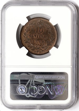 Königreich Italien, Vittorio Emanuele II, 10 Centesimi 1866, Mailand
