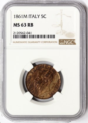 Königreich Italien, Vittorio Emanuele II, 5 Centesimi 1861, Mailand