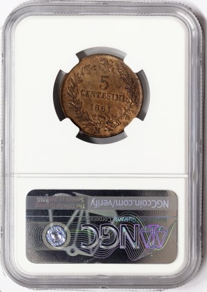 Königreich Italien, Vittorio Emanuele II, 5 Centesimi 1861, Mailand