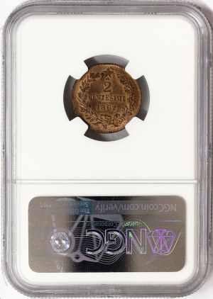 Königreich Italien, Vittorio Emanuele II, 2 Centesimi 1862, Neapel