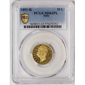 Kingdom of Italy, Umberto I, 20 Lire 1893, Rome