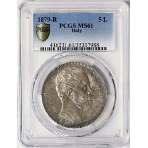 Kingdom of Italy, Umberto I, 5 Lire 1879, Rome