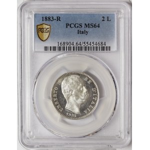 Kingdom of Italy, Umberto I, 2 Lire 1883, Rome