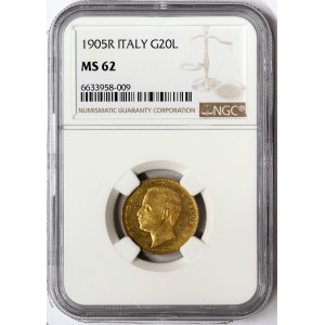 Kingdom of Italy, Vittorio Emanuele III, 20 Lire 1905, Rome