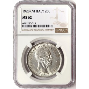 Kingdom of Italy, Vittorio Emanuele III, 20 Lire Littore 1928, Rome