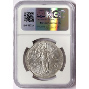 Kingdom of Italy, Vittorio Emanuele III, 5 Lire Cinquantenario 1911, Rome