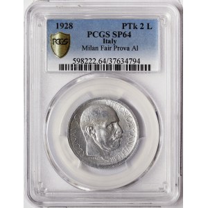 Kingdom of Italy, Vittorio Emanuele III, Buono da 2 Lire Prova (Pattern) 1928, Rome