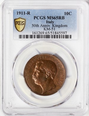 Königreich Italien, Vittorio Emanuele III, 10 Centesimi 1911, Rom