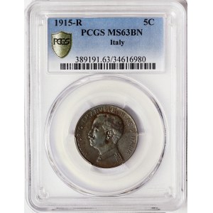 Kingdom of Italy, Vittorio Emanuele III, 5 Centesimi 1915, Rome