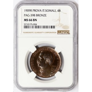 Italian Somalia, Vittorio Emanuele III, 4 Bese Prova (Pattern) 1909, Rome