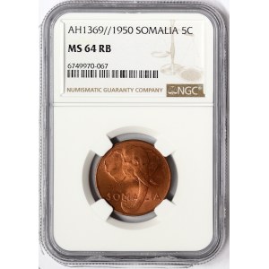 Somalia, Italian Somaliland, 5 Centesimi 1950, Rome