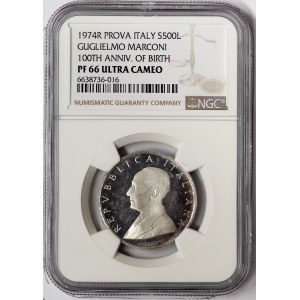 Italian Republic, 500 Lire Marconi PROVA (Pattern) 1974, Rome