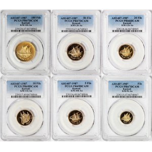 Kuwait, Jabir Ibn Ahmad, Lot 6 pcs. 100, 50, 20, 10, 5, 1 Fils 1987