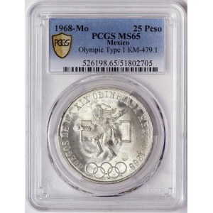 Mexico, Second Republic, 25 Pesos 1968, Mexico City